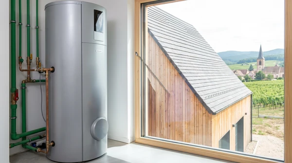 Sous-sol ou cave technique avec conduites de ventilation et climatisation suspendues au plafond